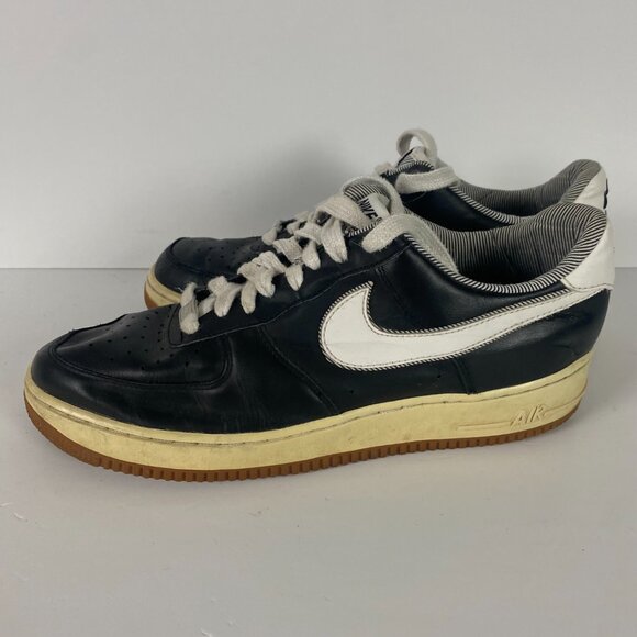 Nike Air Force 1 Sneakers Men's Sz 10 Shoes Black Seersucker Pack Low Pinstripe - Picture 7 of 14